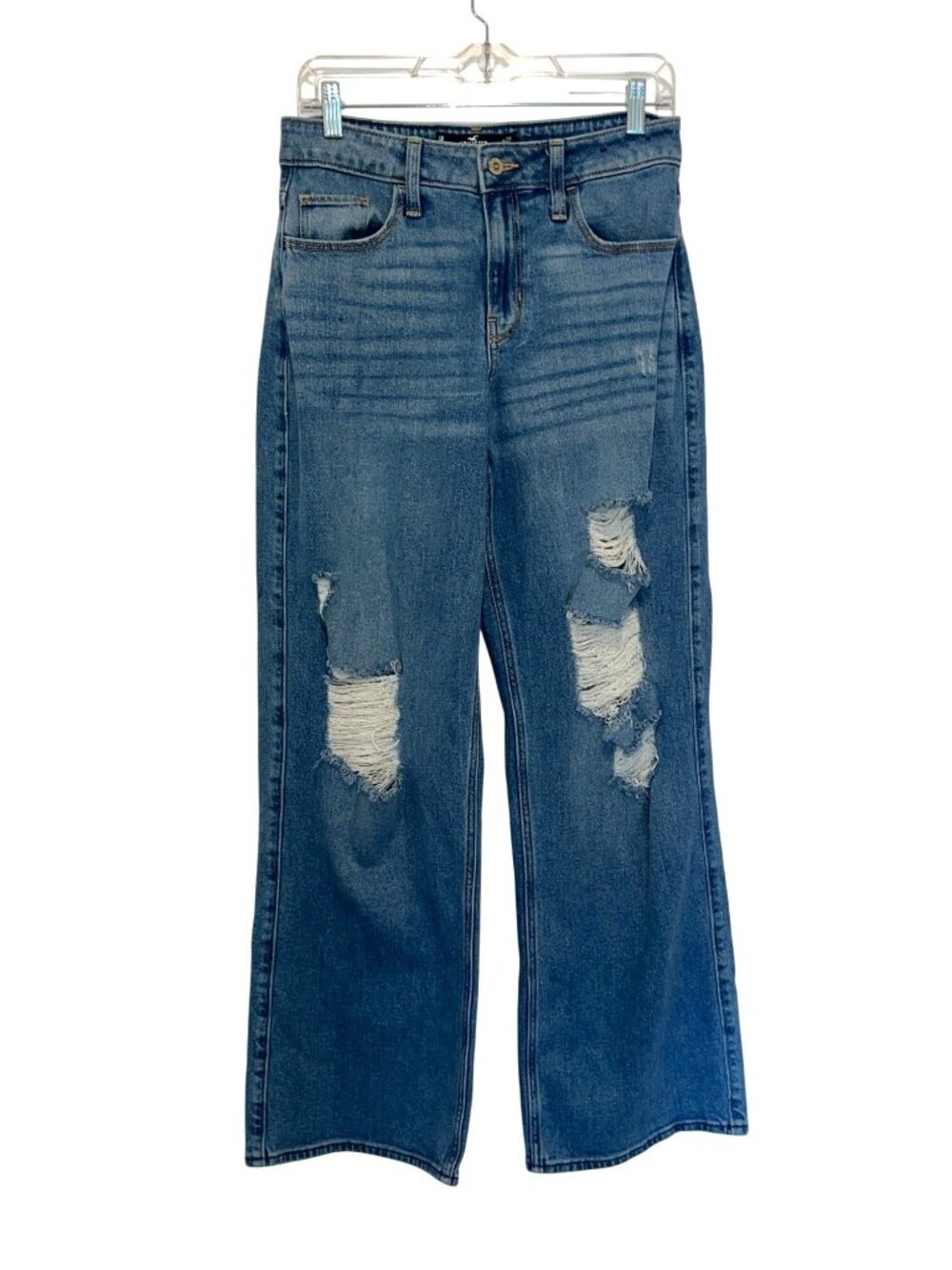 Hollister Vintage Baggy High-Rise Distressed Jeans Size 5 W27 L31 Blue